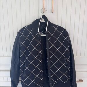 Rag & Bone Leather and Plaid Bomber Jacket